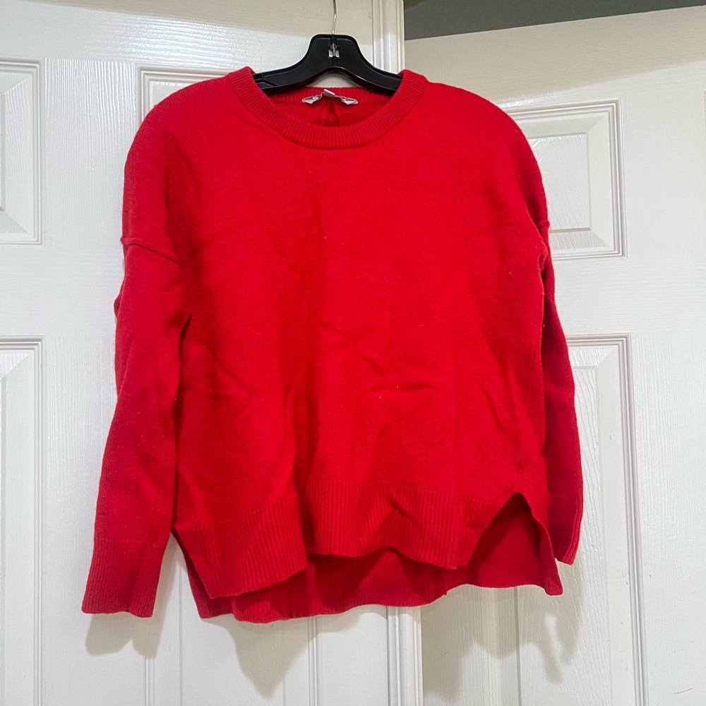 Athleta women size medium Alpine Crewneck Red Merino Wool / Cashmere Sweater